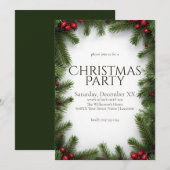 Kerstfeest met rode bessen en dennen kaart (Voorkant / Achterkant)