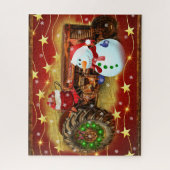  kerstfeest met rode Boerderijen Legpuzzel (Verticaal)