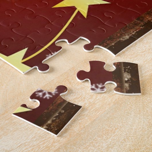  kerstfeest met rode Boerderijen Legpuzzel (Zijkant)