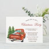kerstfeest met rode eenpine-boompijn kaart (Staand voorkant)