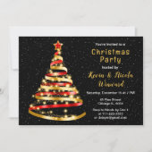 Kerstfeest met rode en gouden lint kaart (Voorkant)