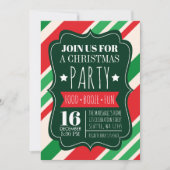 Kerstfeest met rode en groene strepen kaart (Voorkant)
