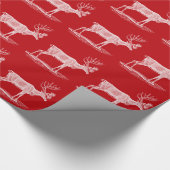 kerstfeest met rode en witte rendieren cadeaupapier (Hoek)