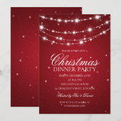 Kerstfeest met rode en zilveren mousserende kettin kaart (Voorkant / Achterkant)