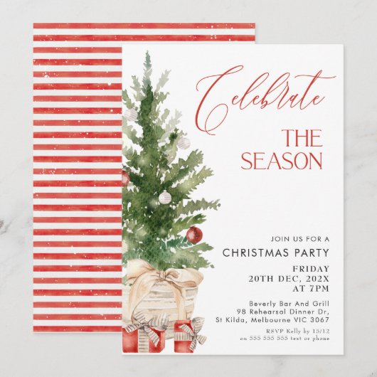 kerstfeest met rode kalligrafie kaart (Voorkant / Achterkant)