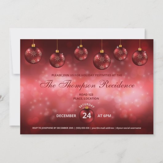 Kerstfeest met rode kerstfeestjes kaart (Achterkant)