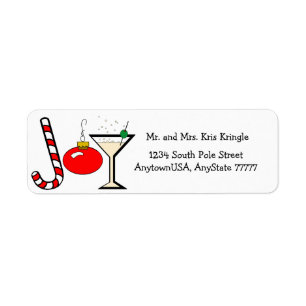 kerstfeest met rode versiering etiket