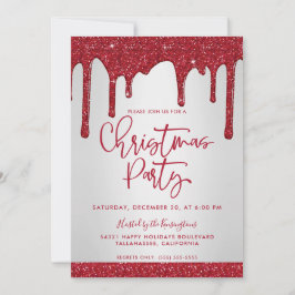 kerstfeest met rood glitter kaart