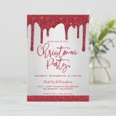 kerstfeest met rood glitter kaart (Staand voorkant)