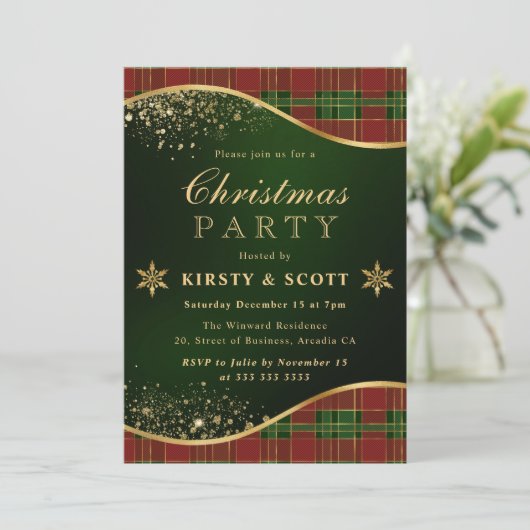 Kerstfeest met rood, groen en gouden kleur kaart (Staand voorkant)