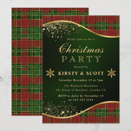 Kerstfeest met rood, groen en gouden kleur kaart (Voorkant / Achterkant)