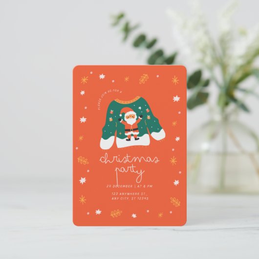 Kerstfeest met Santa Invitation Kaart (Staand voorkant)