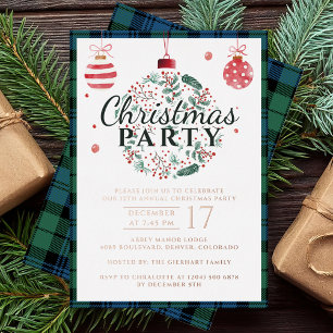 Kerstfeest met Schotse ruit Campbell Tartan Roze G Folie Uitnodiging