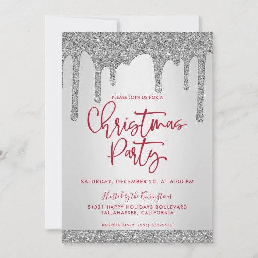 kerstfeest met Silver Glitter Kaart (Voorkant)