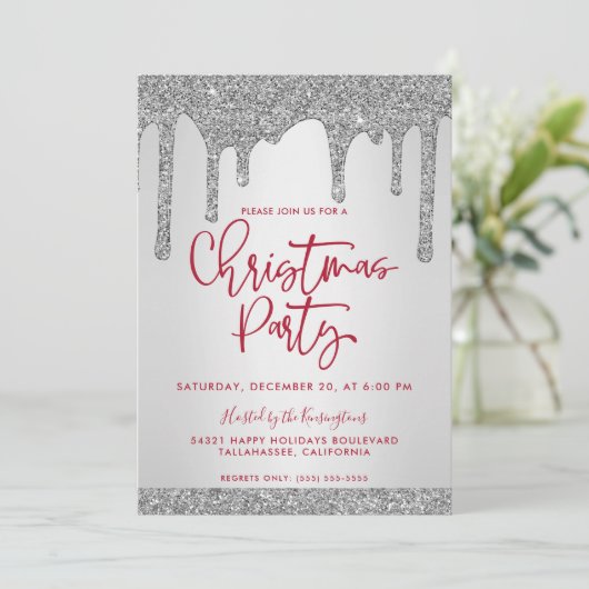 kerstfeest met Silver Glitter Kaart (Staand voorkant)