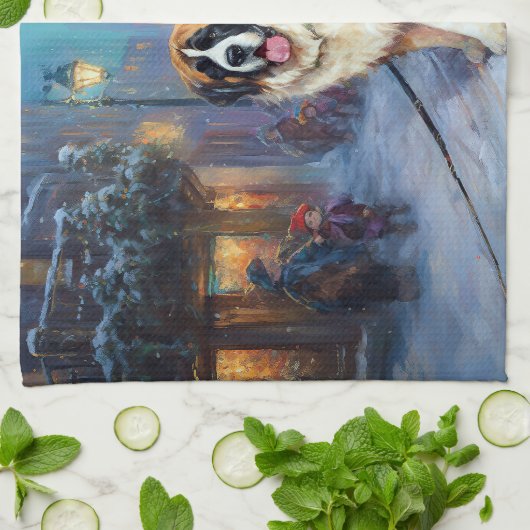 Kerstfeest met Sint Bernard Theedoek (Gevouwen)