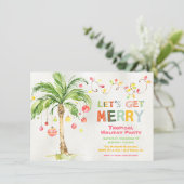 Kerstfeest met tropische palmbomen kaart (Staand voorkant)