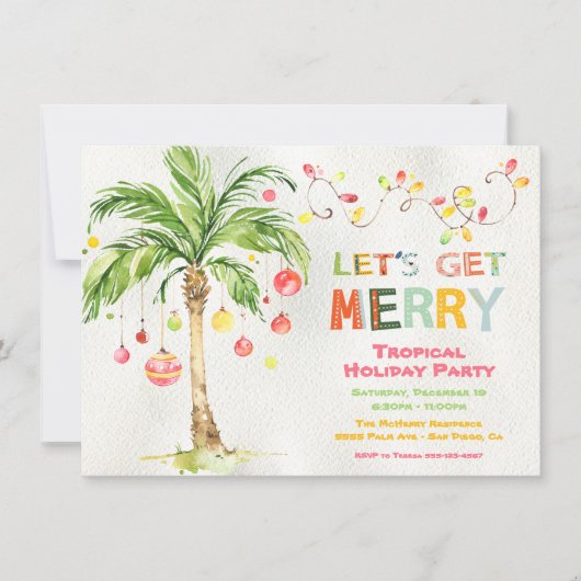 Kerstfeest met tropische palmbomen kaart (Voorkant)