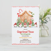 Kerstfeest met versieren van een peperkoekhuis kaart (Staand voorkant)
