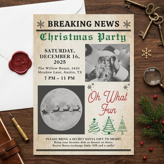 Kerstfeest met Vintage Krantenboom Kaart