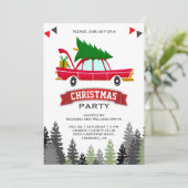 Kerstfeest met Vintage Rode Auto Kaart (Staand voorkant)