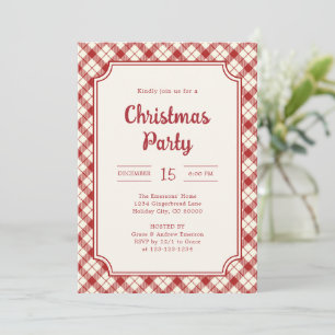 Kerstfeest met vintage rode geruite decor kaart