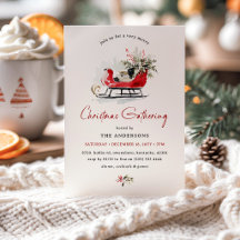 Kerstfeest met vintage rode slee aquarel