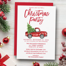 Kerstfeest met vintage rode vrachtwagen in borstel