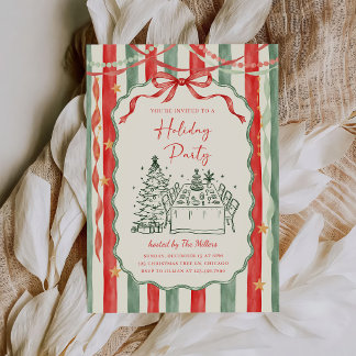 Kerstfeest met vintage streepjesboog kaart