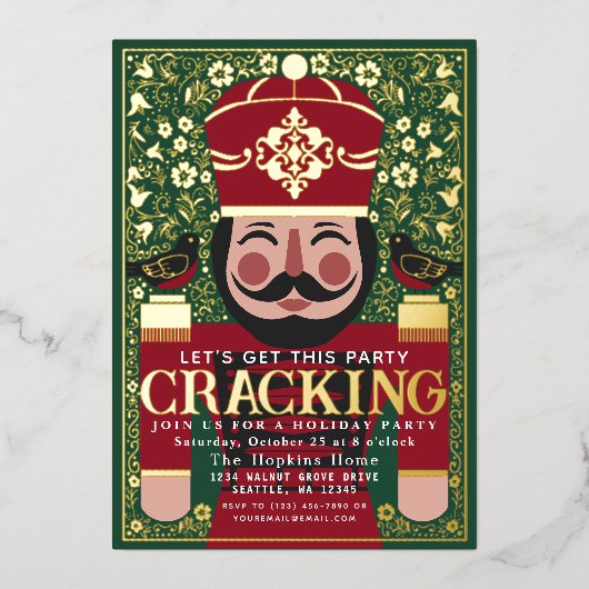 Kerstfeest met volksnotenkraker kraken folie feestdagenkaart (Voorkant)