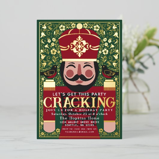 Kerstfeest met volksnotenkraker kraken folie feestdagenkaart (Staand Voorkant)