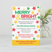 Kerstfeest met vrolijke en heldere ster geel rood kaart (Staand voorkant)
