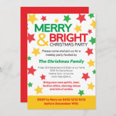 Kerstfeest met vrolijke en heldere ster geel rood kaart (Voorkant / Achterkant)