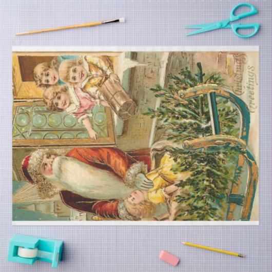  kerstfeest met vrolijke kinderen tissuepapier (Craft)