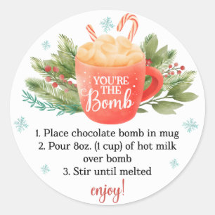 Kerstfeest met warme chocolade Bomb-feestdag Ronde Sticker