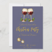 Kerstfeest met wijnglazen op Paarse Kaart (Voorkant)