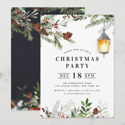 kerstfeest met winterbladerfeest kaart (Voorkant / Achterkant)