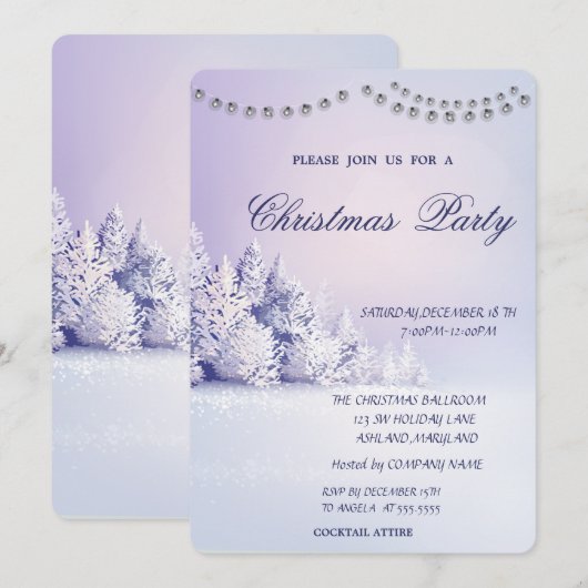 kerstfeest met winterpine sneeuwbos kaart (Voorkant / Achterkant)