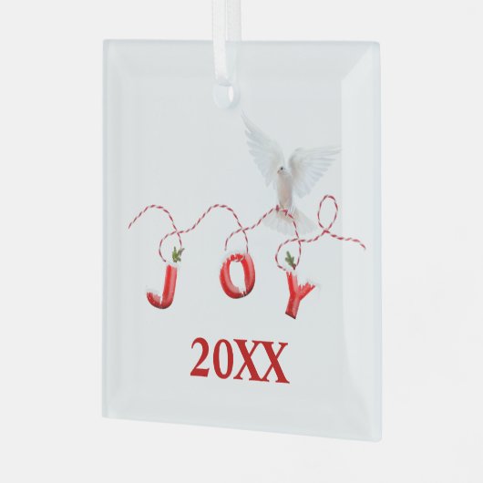 Kerstfeest met witte dove glas ornament (Voorkant links)