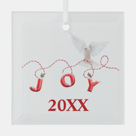 Kerstfeest met witte dove glas ornament (Voorkant)