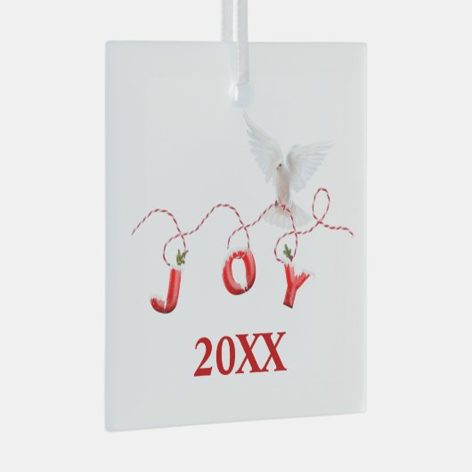 Kerstfeest met witte dove glas ornament (Voorkant Rechts)