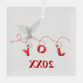 Kerstfeest met witte dove glas ornament (Achterkant)