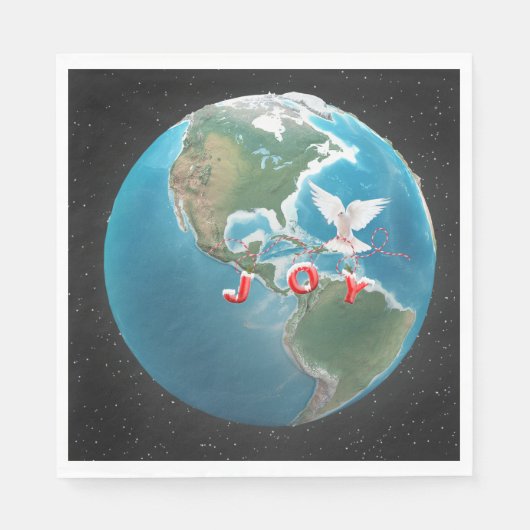 Kerstfeest met witte dove op de wereld servet (Voorkant)