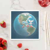 Kerstfeest met witte dove op de wereld servet (Insitu)