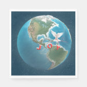 Kerstfeest met witte dove op de wereld servet (Voorkant)