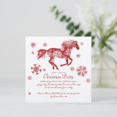 Kerstfeest met witte en rode paarden kaart (Staand voorkant)