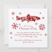 Kerstfeest met witte en rode vis kaart (Voorkant)