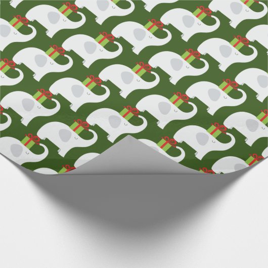 kerstfeest met witte olifant cadeaupapier (Hoek)