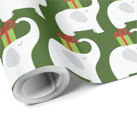 kerstfeest met witte olifant cadeaupapier (Rol Hoek)