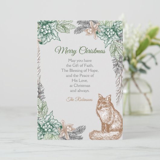 Kerstfeest met Wolf en Wilderness Hol Feestdagenkaart (Staand voorkant)